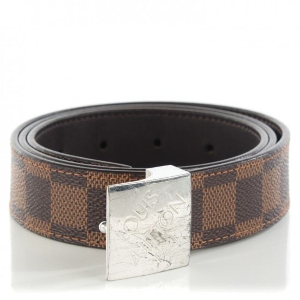 Louis Vuitton Unisex Damier Ebene PARIS Graphite‎ Buckle Belt 100/40 AUTHENTIC